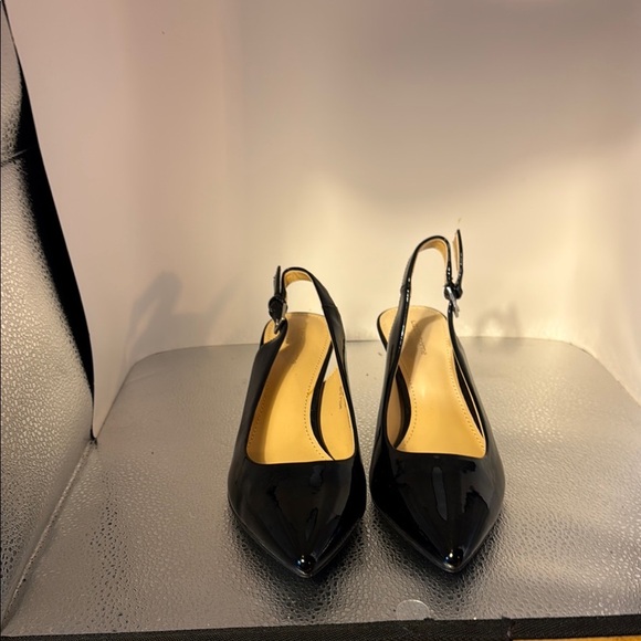 Liz Claiborne Black Patent Slingback Heels - Picture 1 of 5